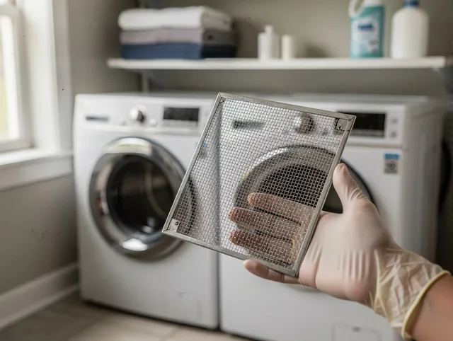 Rancho Santa Margarita Dryer Vent Cleaning specialist performing detailed lint trap cleaning service in Rancho Santa Margarita