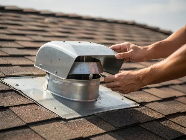Rancho Santa Margarita Dryer Vent Cleaning certified technician safely cleaning a roof-mounted dryer vent in Rancho Santa Margarita