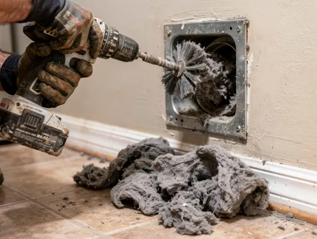 Certified Rancho Santa Margarita Dryer Vent Cleaning technician performing dryer vent cleaning in Rancho Santa Margarita